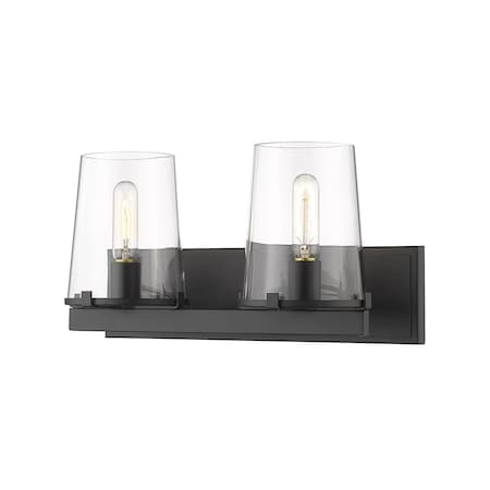Z-Lite Callista 2 Light Vanity, Matte Black & Clear 3032-2V-MB